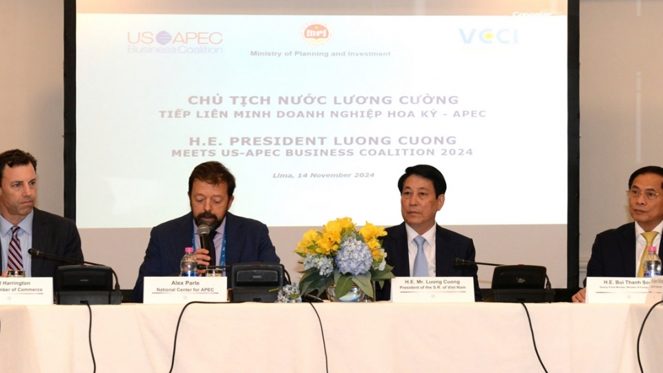 Chủ tịch nước Lương Cường tiếp đoàn Liên minh Doanh nghiệp Hoa Kỳ - APEC